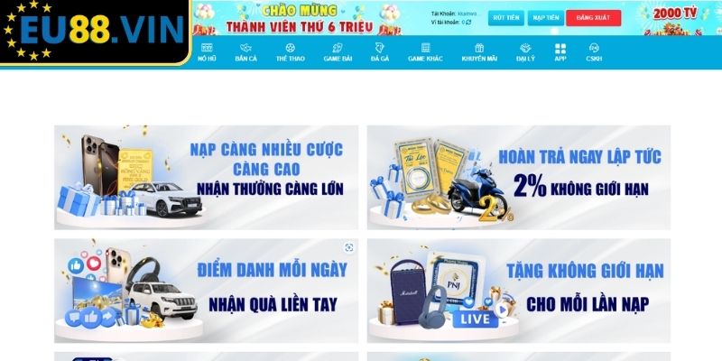 Khuyến Mãi EU88 - Cập Nhật Ưu Đãi Mới Nhất Cho Hội Viên 2025 3 Cách nhận khuyến mãi EU88 cho tất cả người chơi